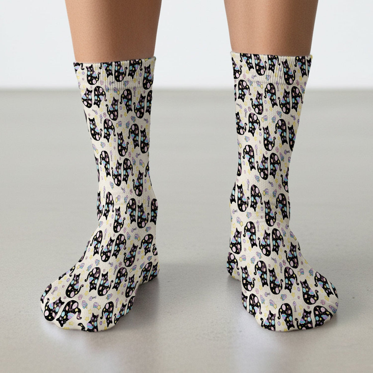 Galaxy Black Cat Space Nurse Socks