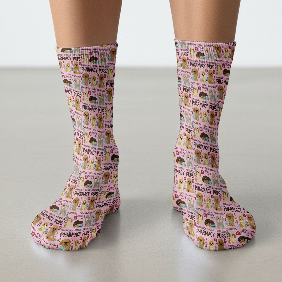 Pharmacy Pups Socks for Nurse Doctor - Cute Dog Adult Socks for Men and Women - Funny Gift for Pharmacists & Vet Techs