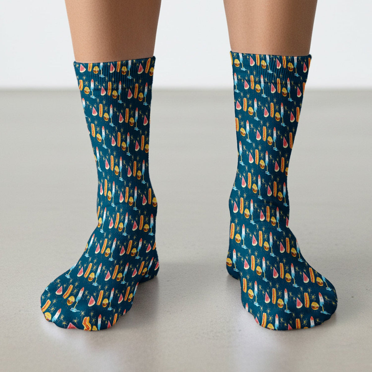 Summer Food Icons Nurse Socks