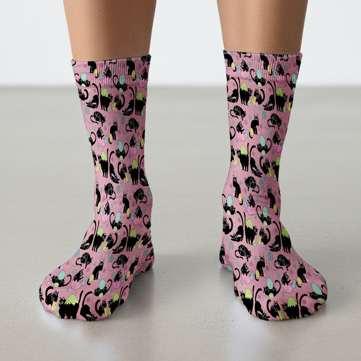 Black Cat Egg Nurse Socks - Easter Gift