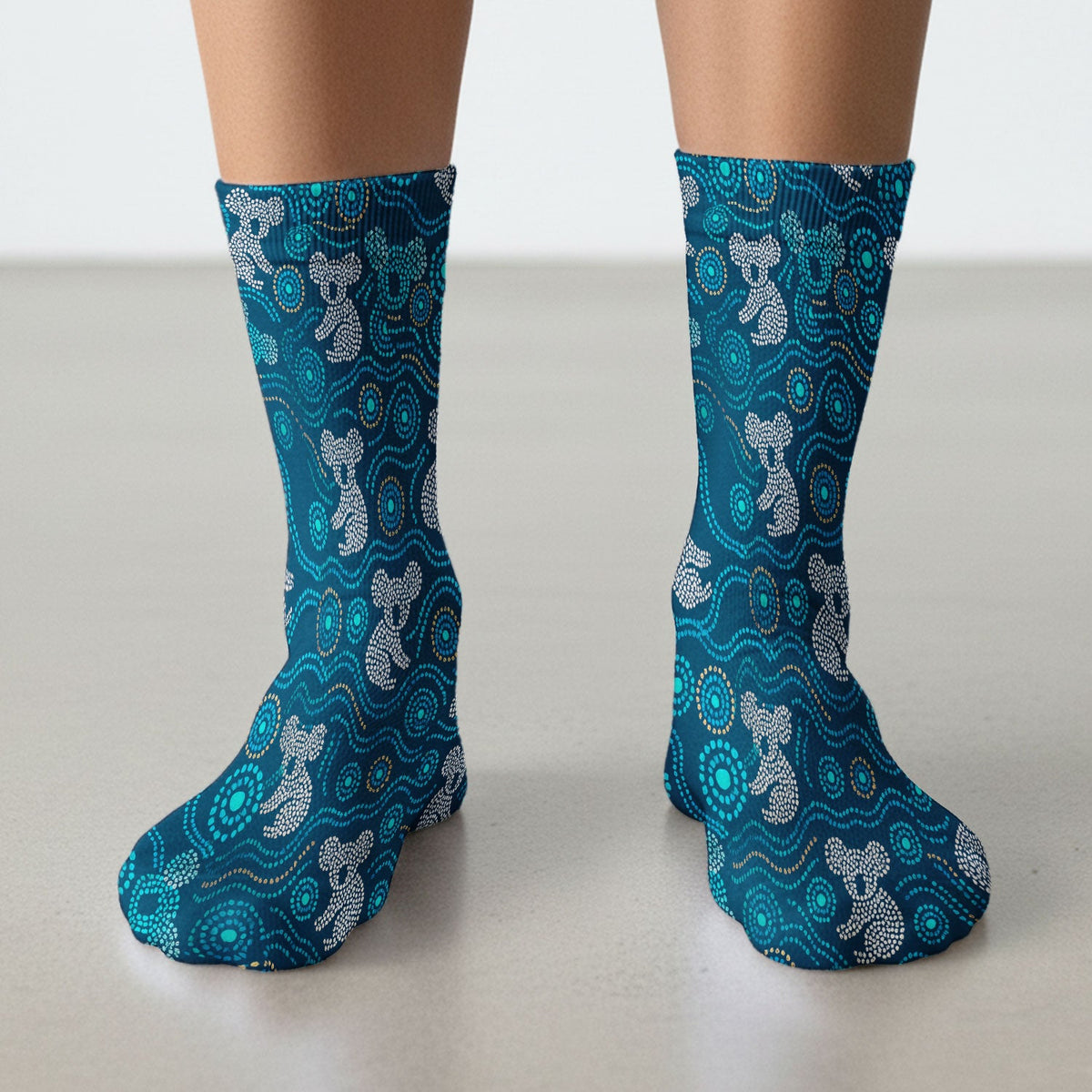 Australian Koala Aboriginal Dot Art Scrub Socks, Aboriginal Pattern Sock, Breathable Nursing Uniform