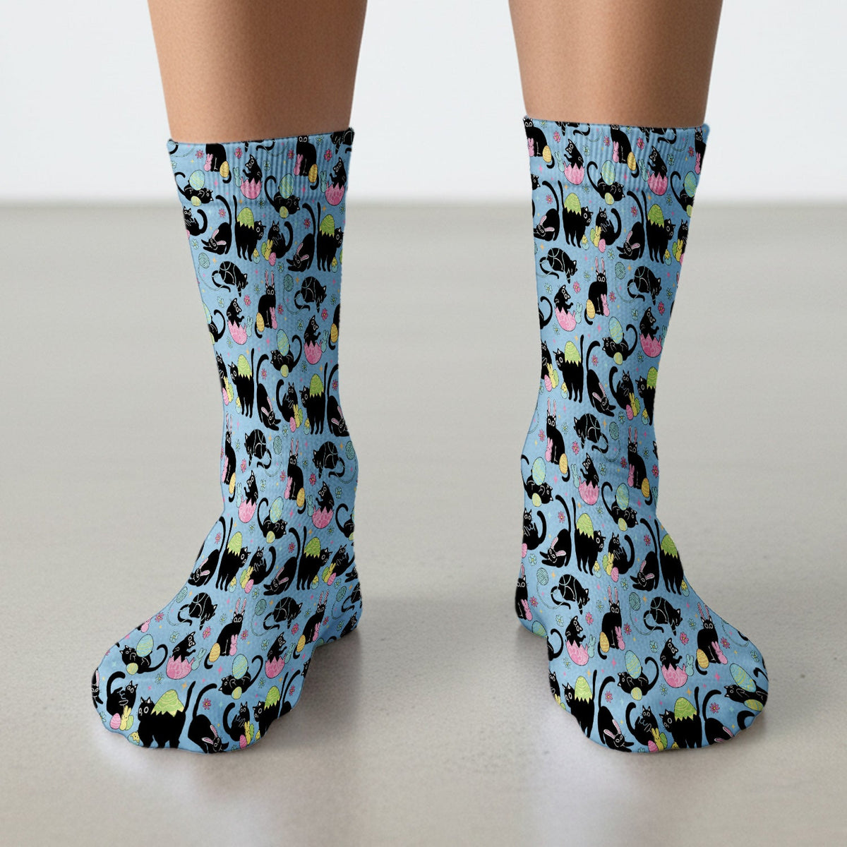 Black Cat Egg Nurse Socks - Easter Gift