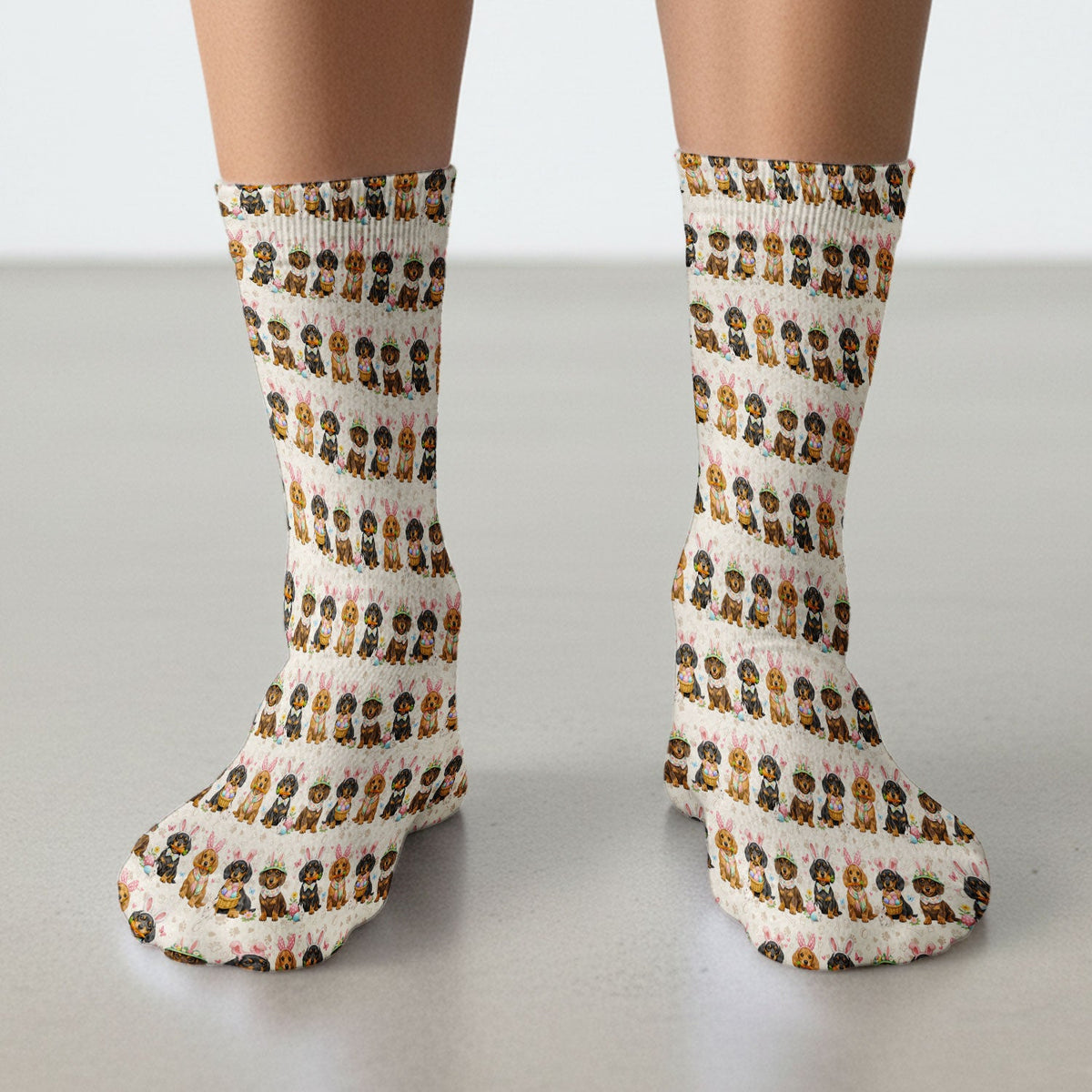 Easter Dachshund Bunny Nurse Socks