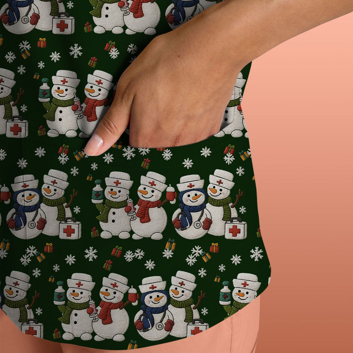 Snowman Nurse Scrub Top - Christmas Gift