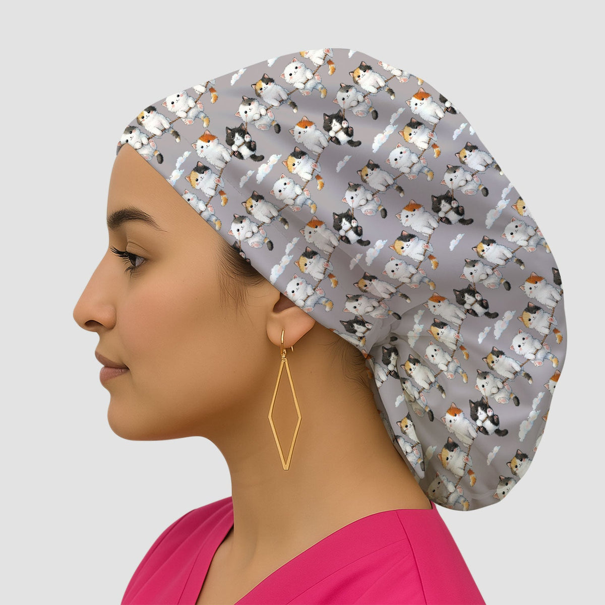 Cats Sitting on Rope Scrub Cap