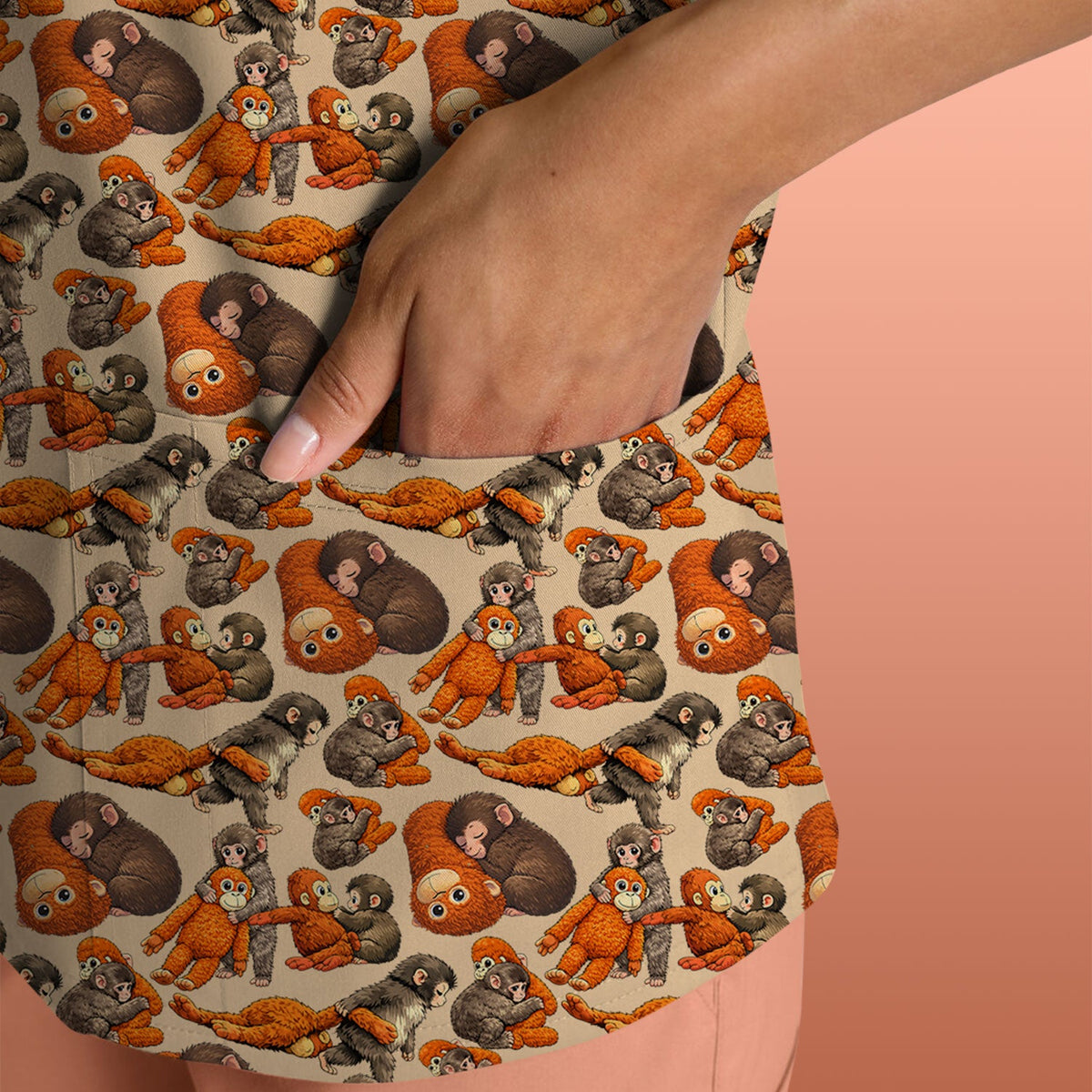 Funny Baby Monkeys Nurse Scrub Top