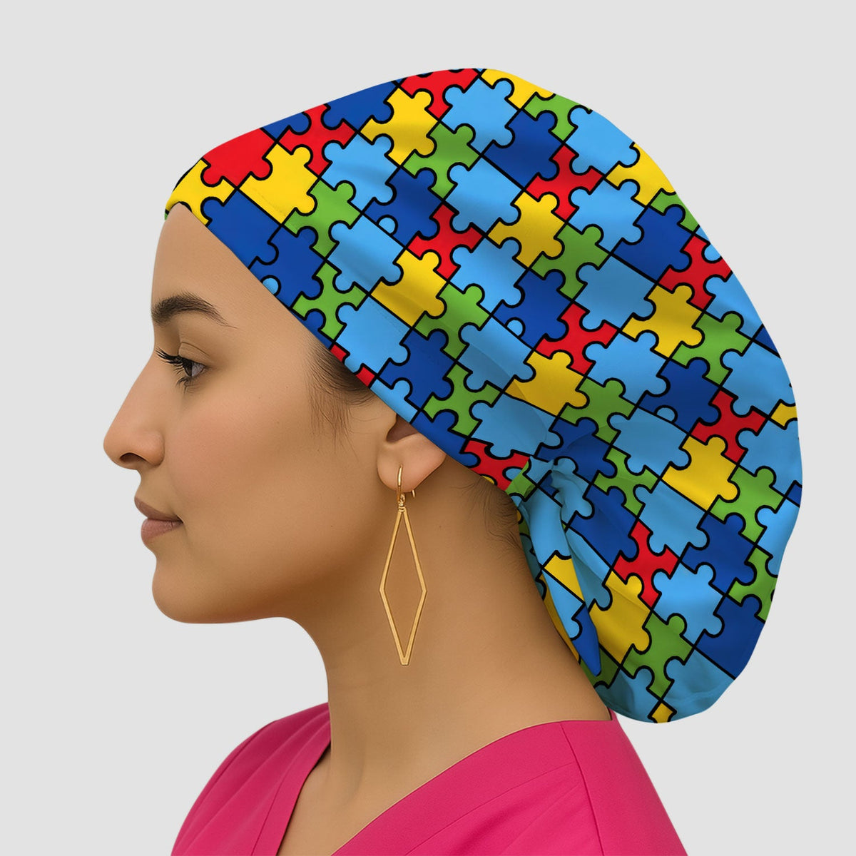 Autism Support Squad Puzzle Ribbon Scrub Cap