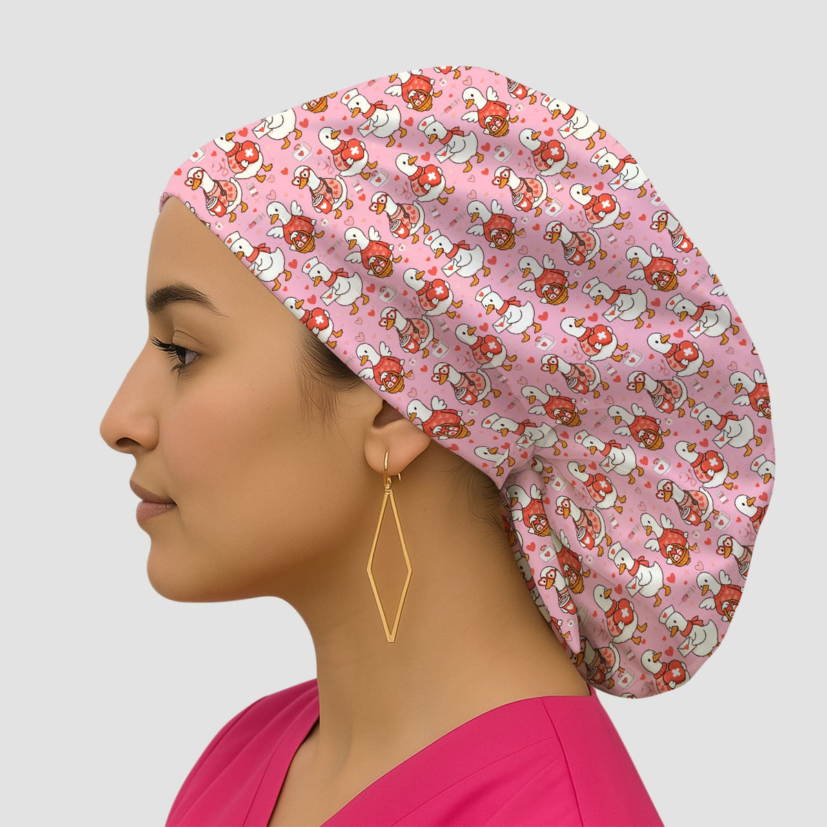 Valentine Goose Nurse Heart Scrub Cap