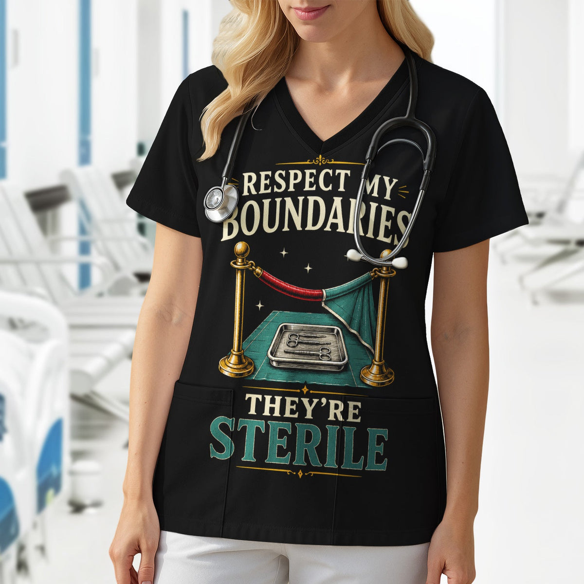 Respect My Sterile Boundaries Nurse Scrub Top