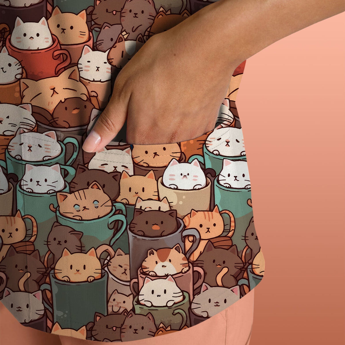 Kittens in Mug Nurse Scrub Top