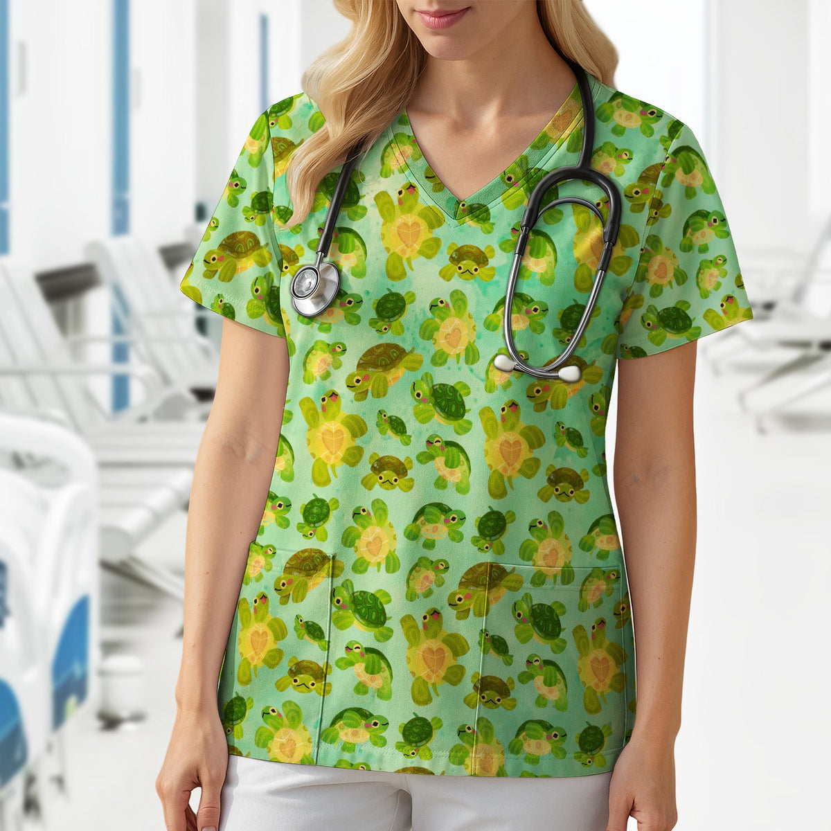 Green Sea Turtle Nurse Scrub Top