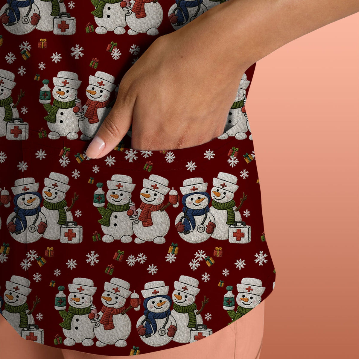 Snowman Nurse Scrub Top - Christmas Gift
