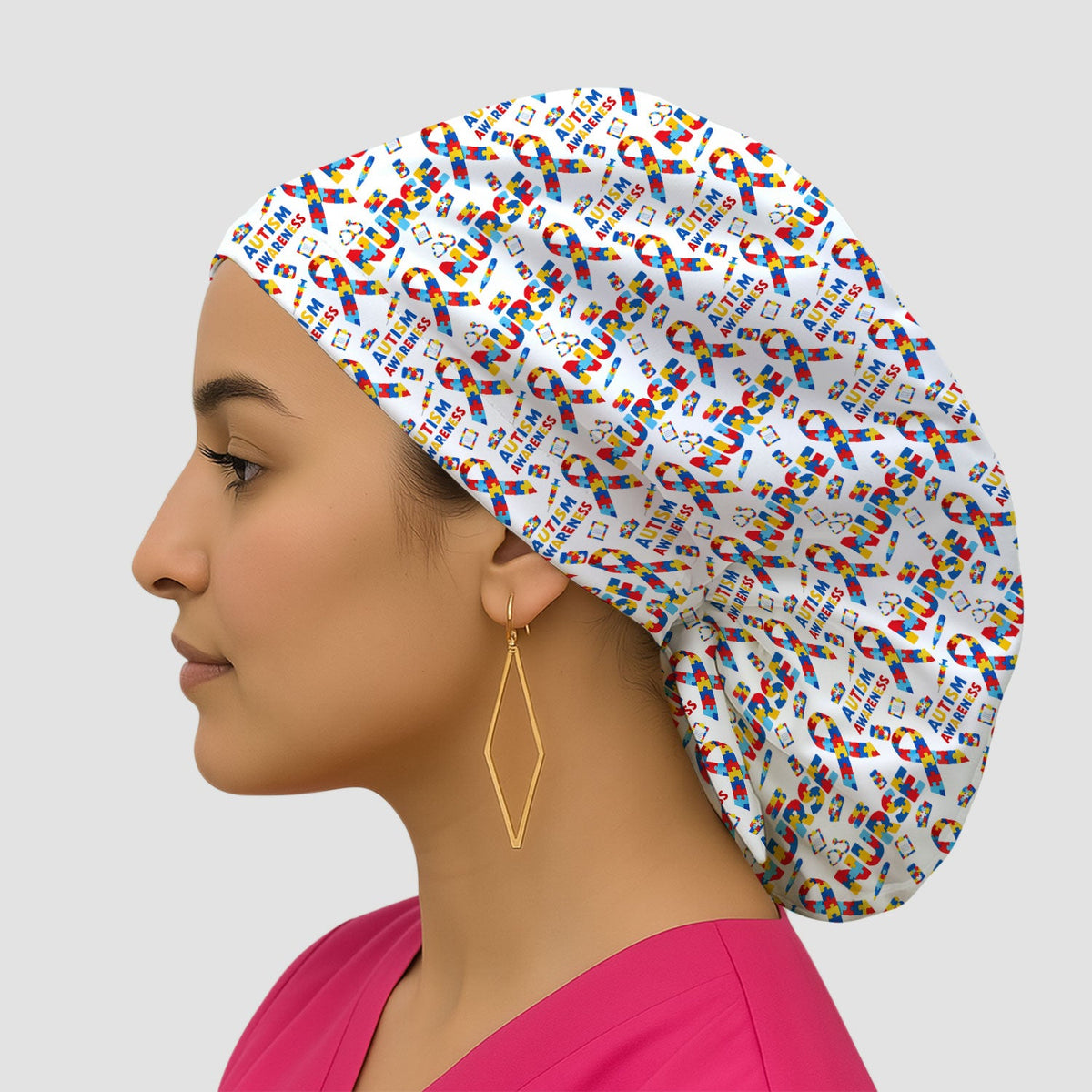 Autism Awareness Puzzle Ribbon Scrub Cap