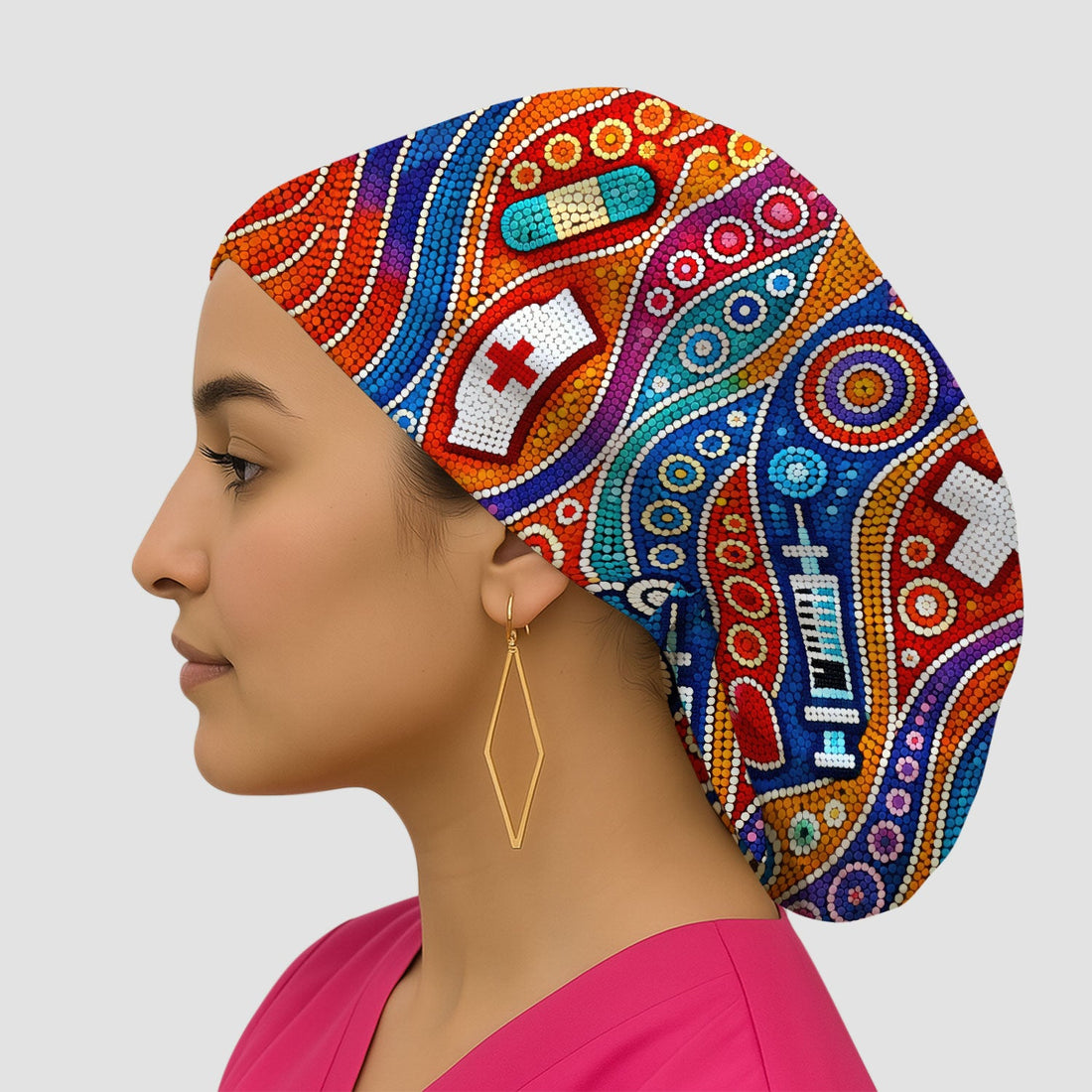 Aboriginal Dot Art Artistic Scrub Cap