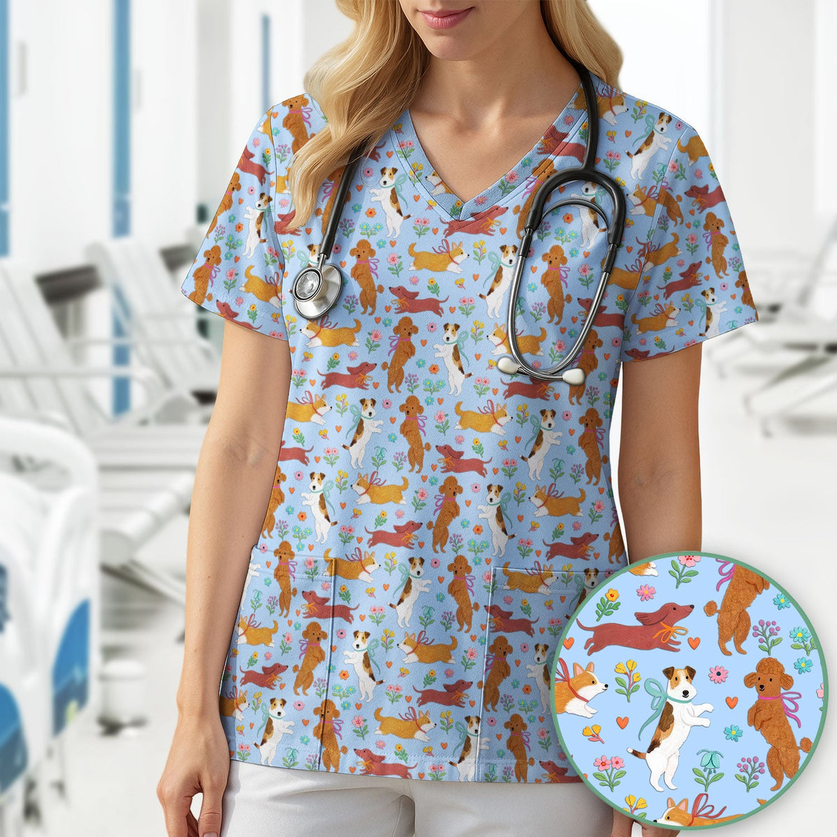 Dog Nurse Scrub Top
