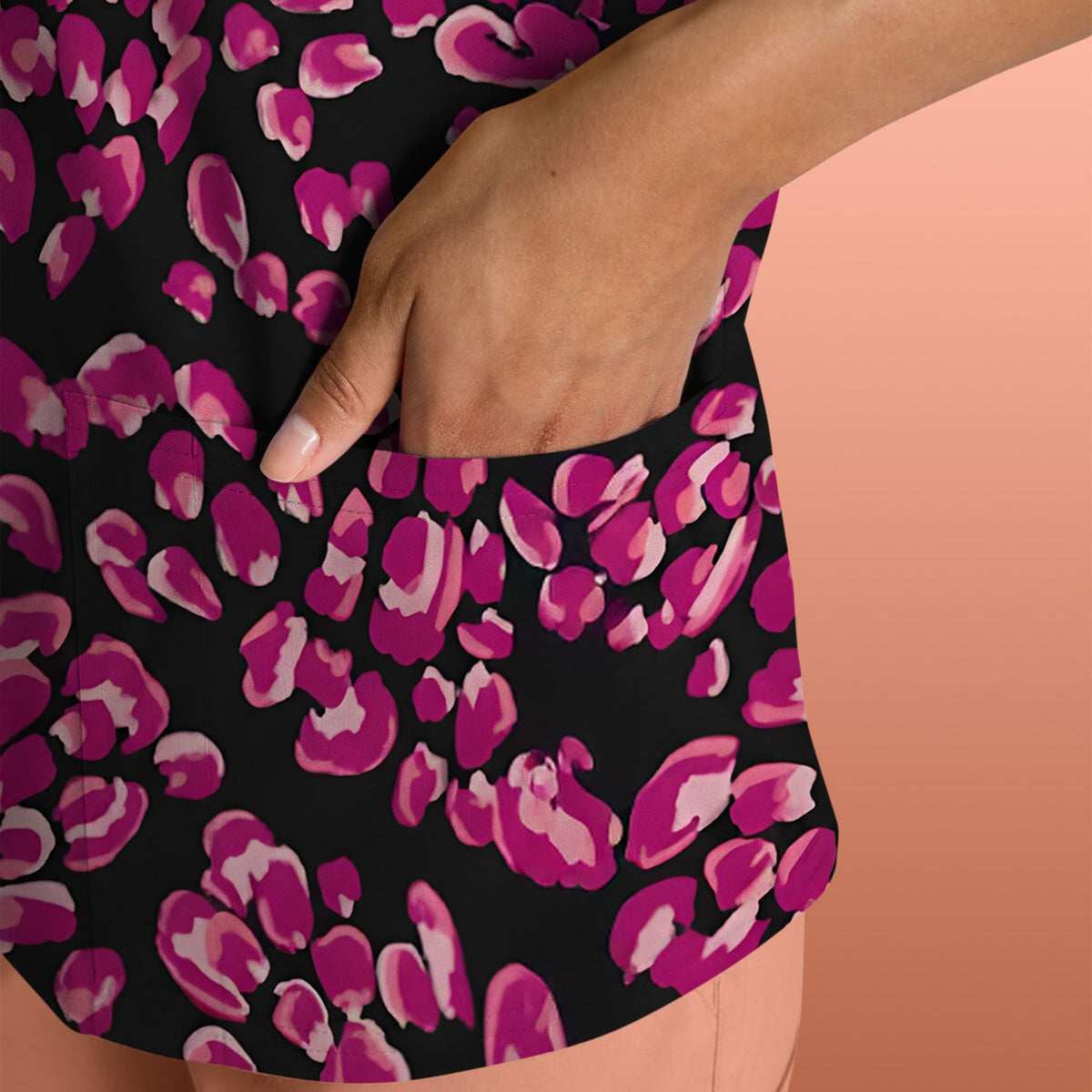 Falling Pink Rose Petals Nurse Scrub Top