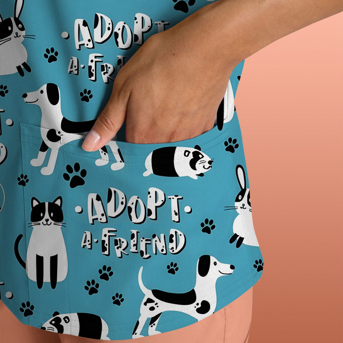 Cute Adopt A Friend Pet Nurse Scrub Top