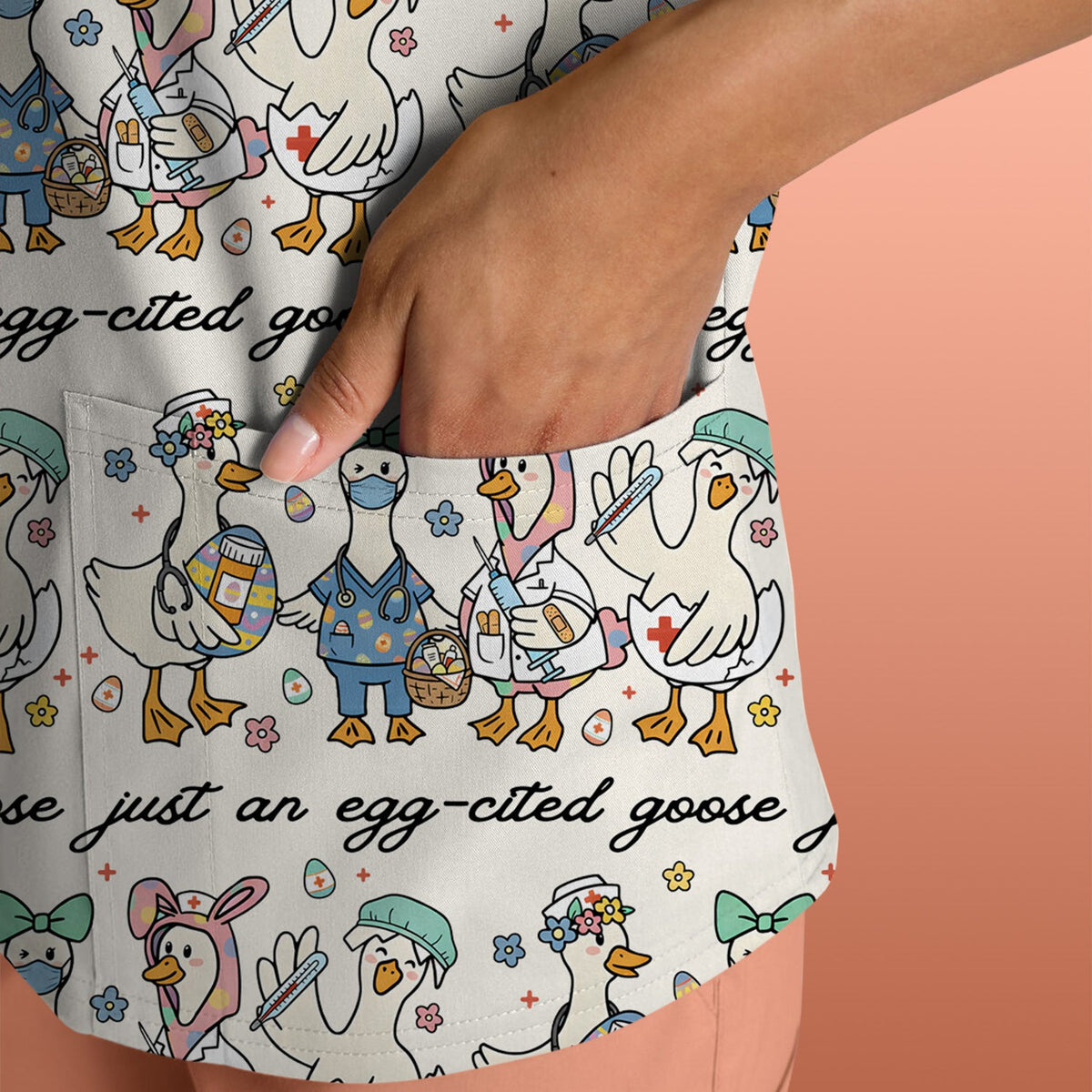 Easter Goose Nurse Scrub Top