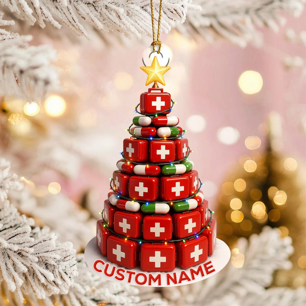 Personalized Pill Box Christmas Nurse Ornament