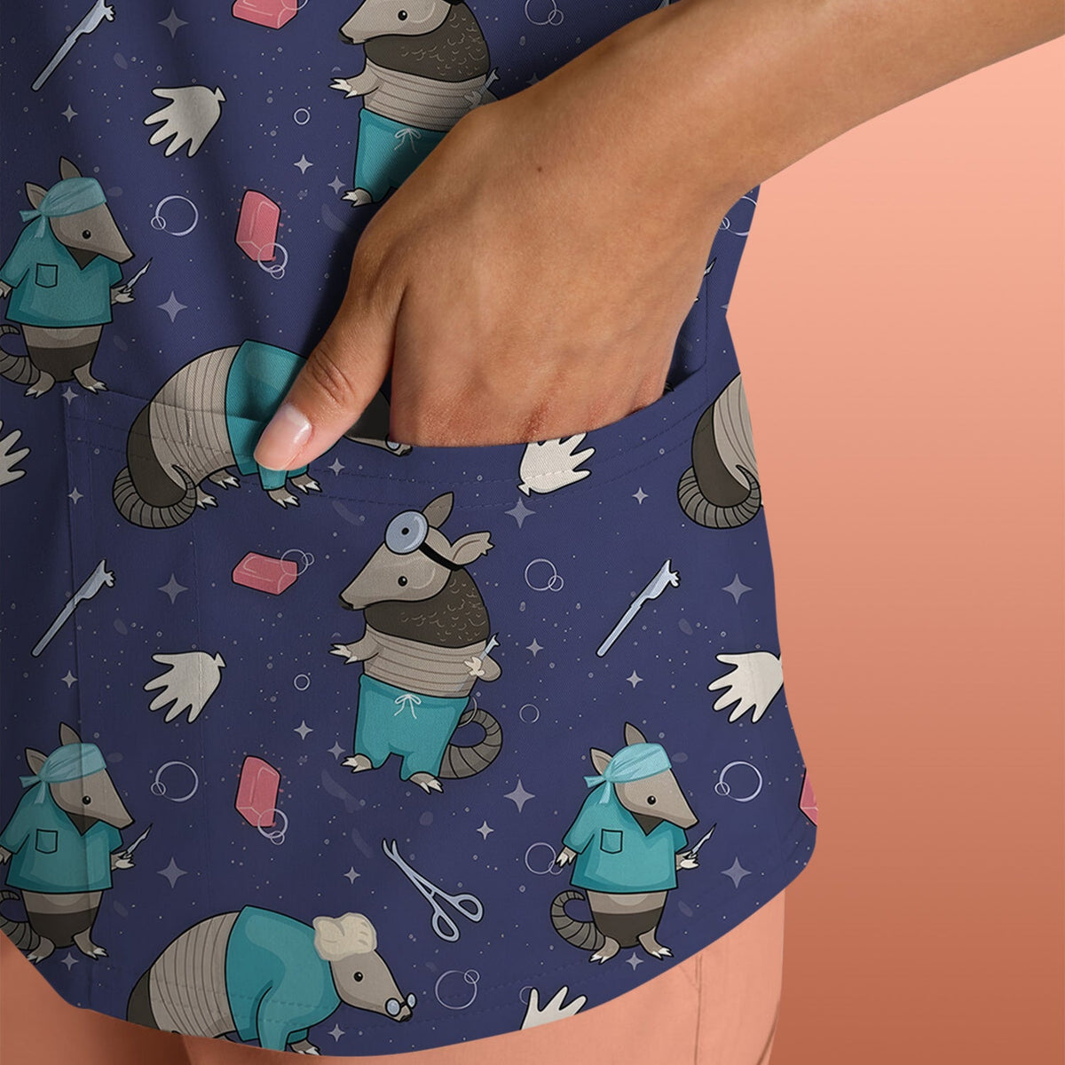 Armadillo Doctor Medical Tools Nurse Scrub Top