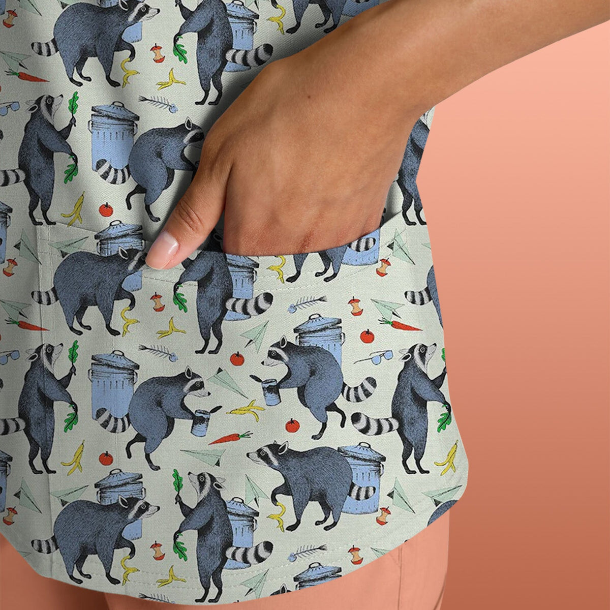 Raccoon Trash Nurse Scrub Top
