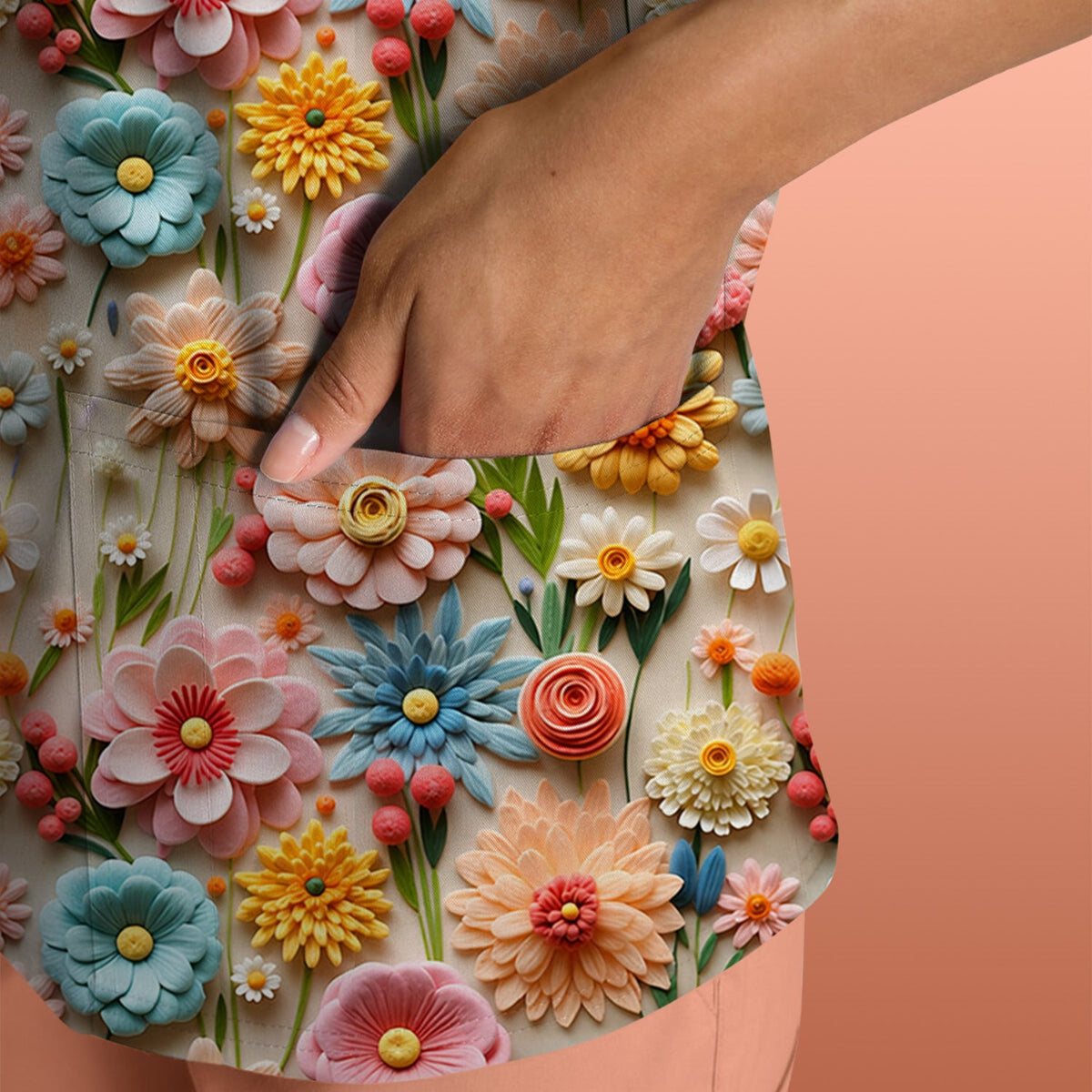 Colorful Blooming Wildflower Nurse Scrub Top