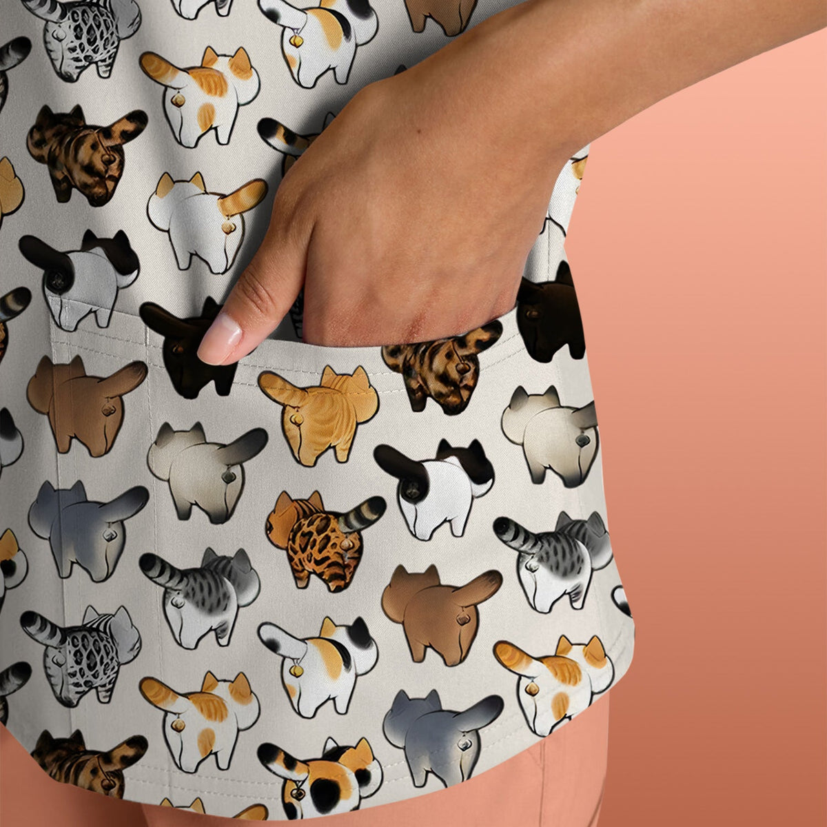 Cat Butt Nurse Scrub Top