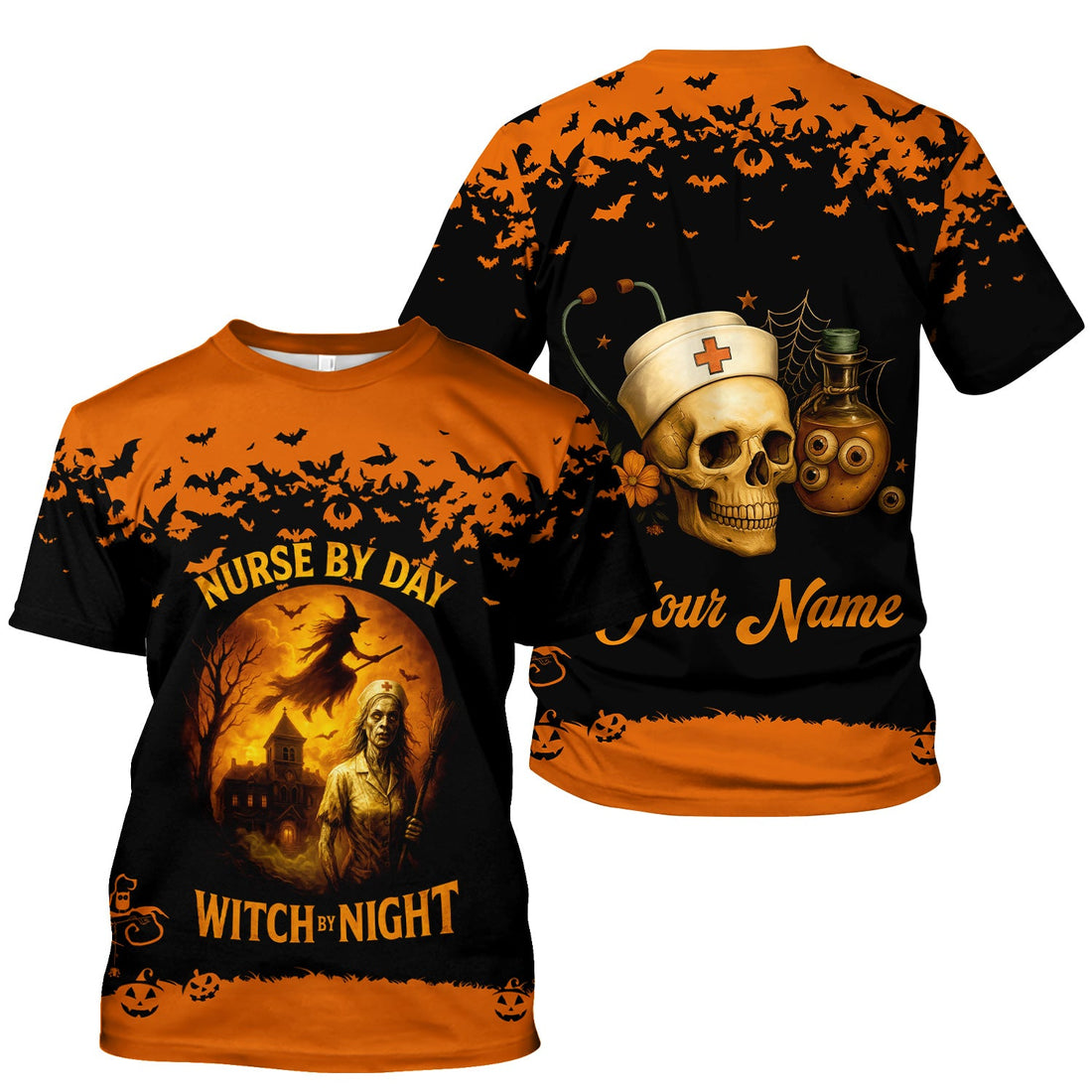 Personalized Halloween Nurse By Day Witch By Night Shirt