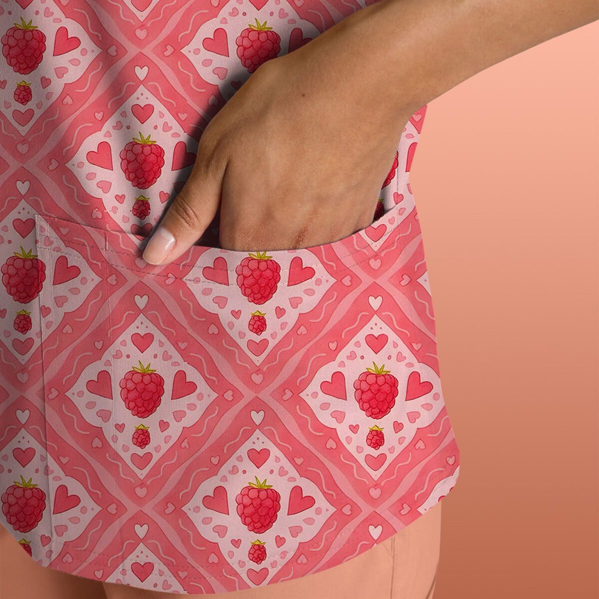 Raspberry Heart Diamond Nurse Scrub Top