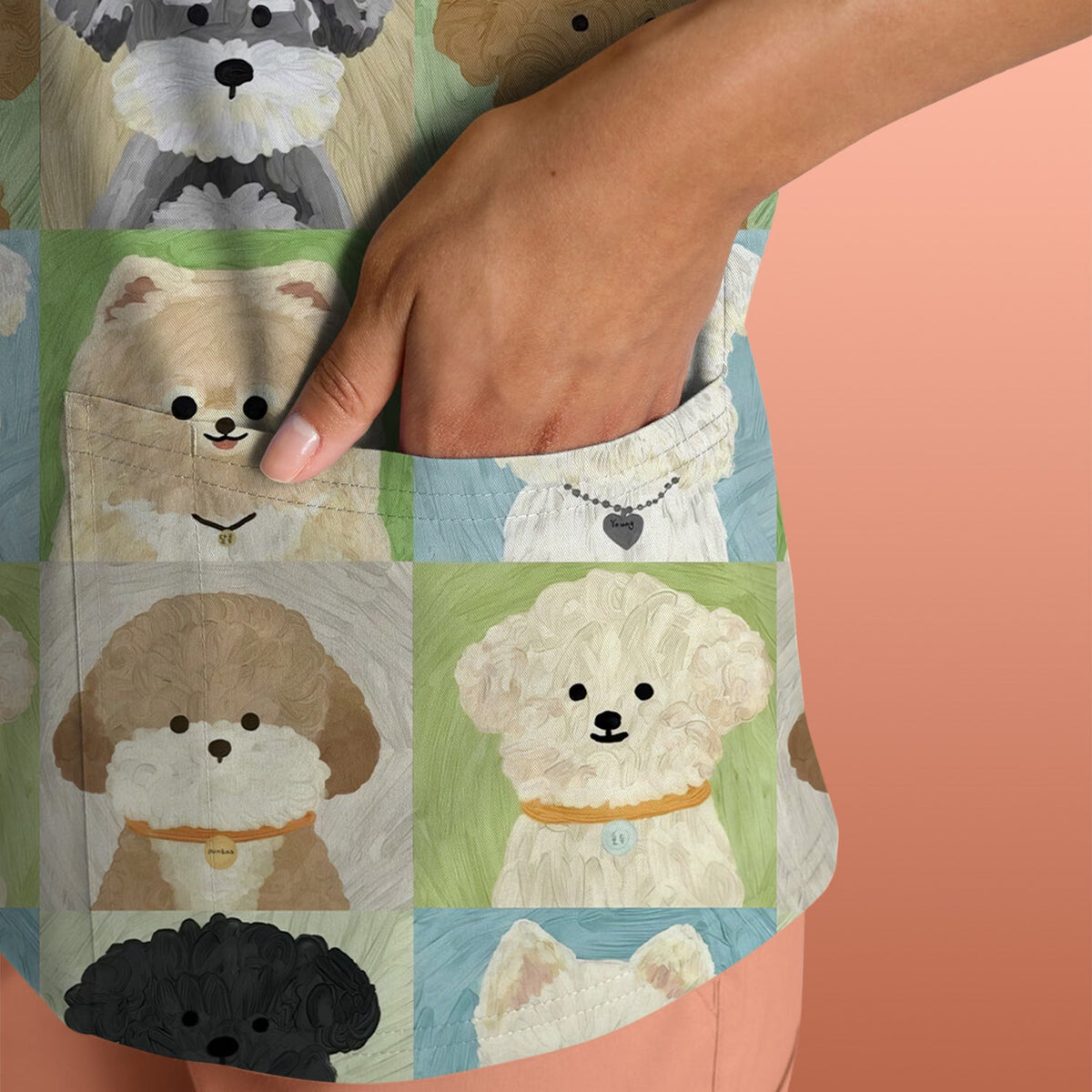 Adorable Different Dog Breeds Nurse Scrub Top