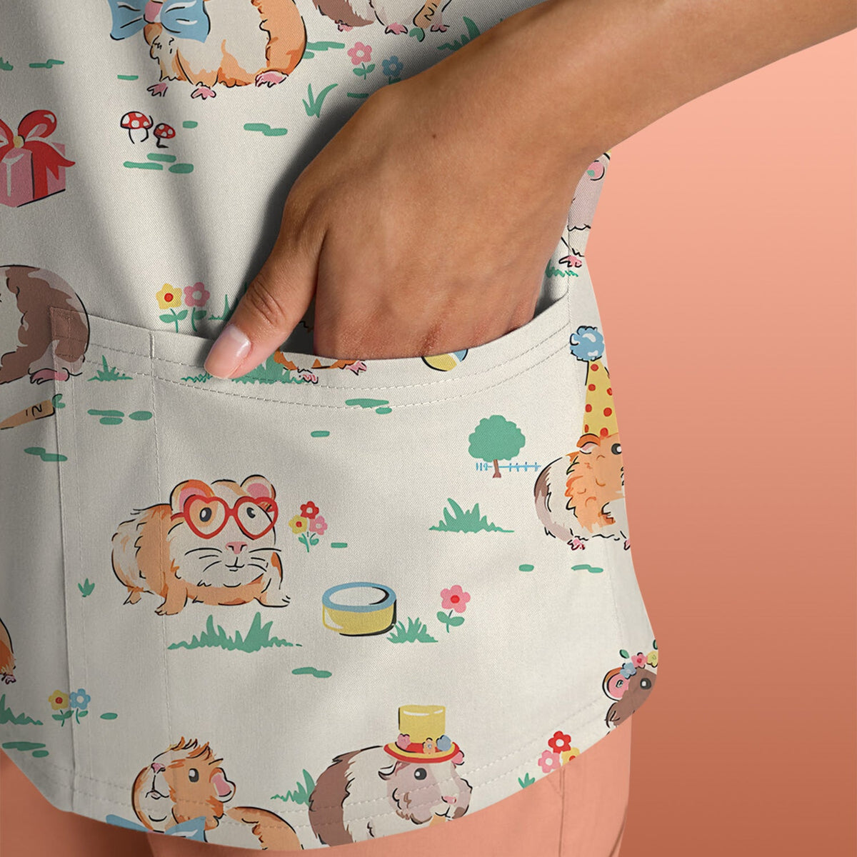 Guinea Pig Party Nurse Scrub Top