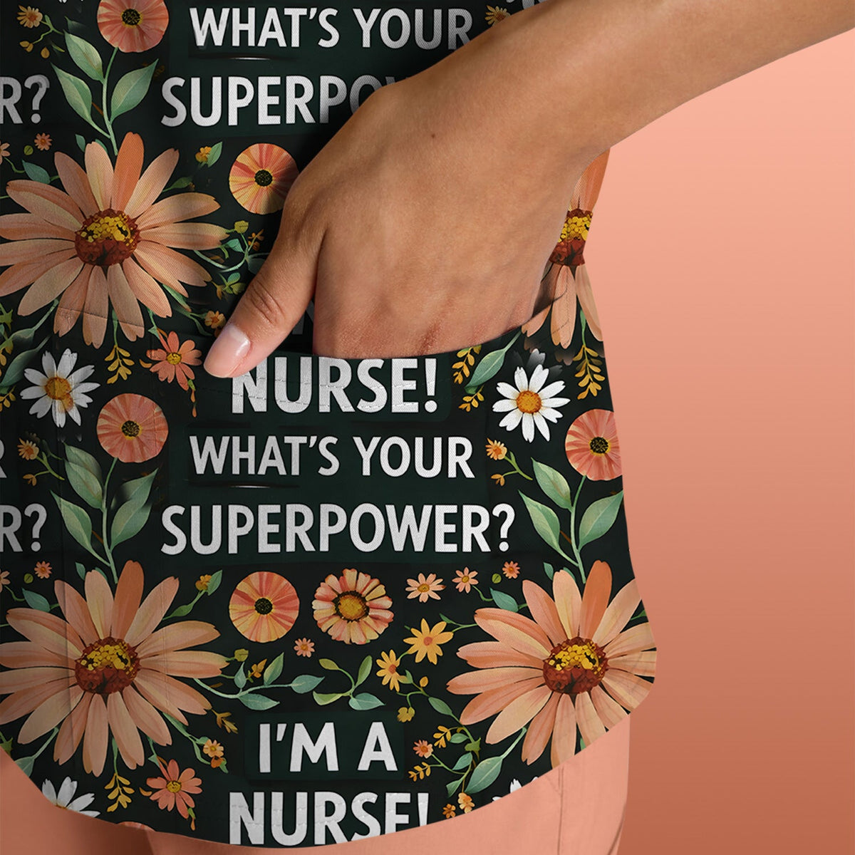Superpower Floral Nurse Scrub Top