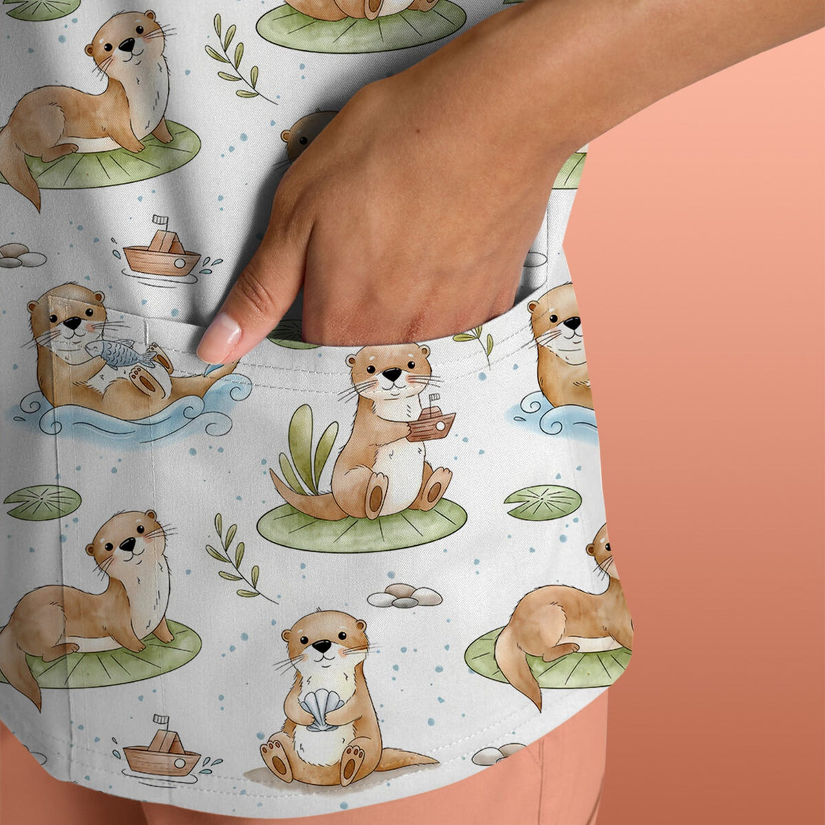 Otter Lily Pad Nurse Scrub Top
