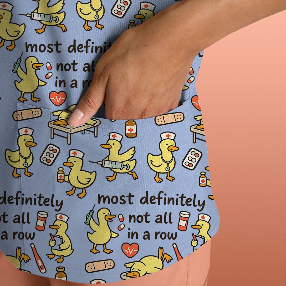 Funny Nurse Duck Medical Humor Pattern Scrub Top, Comfortable Scrubs for Nurses