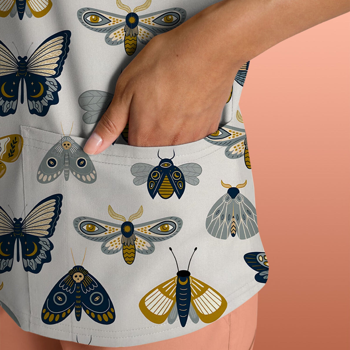 Butterfly Moth Insect Nurse Scrub Top