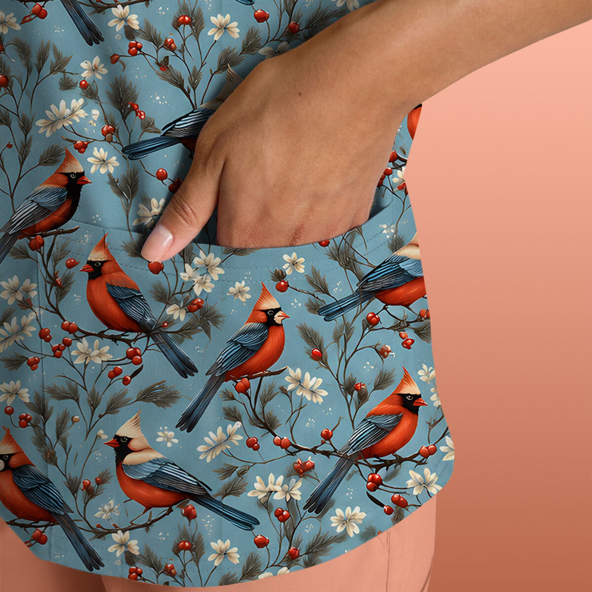 Cardinal Berry Blossom Nurse Scrub Top