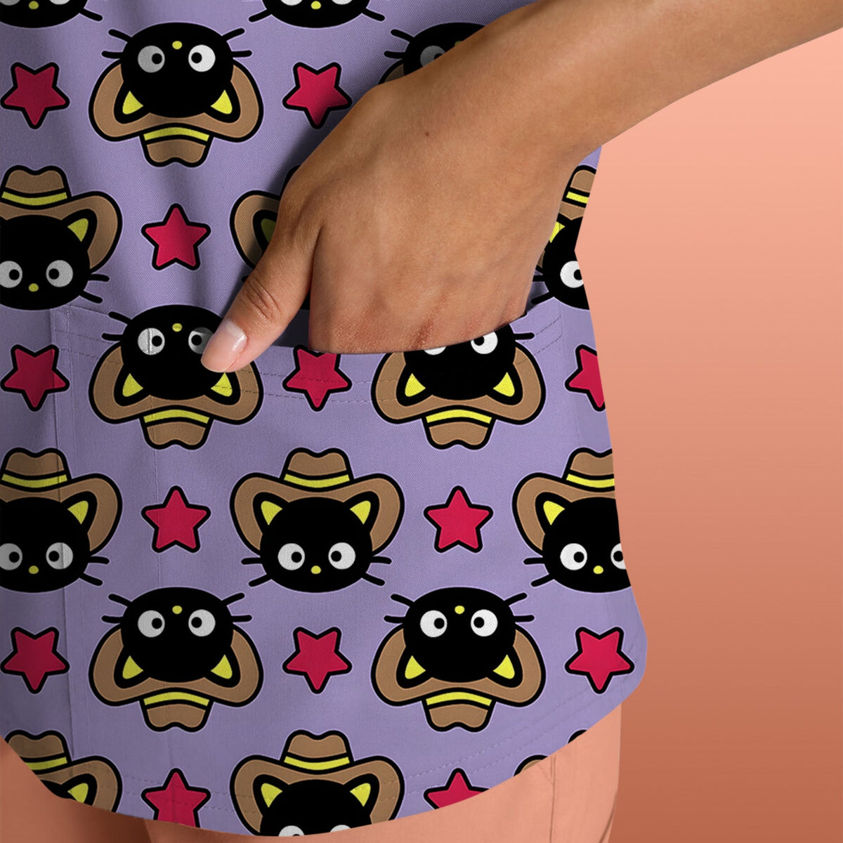 Cowboy Cat Nurse Scrub Top