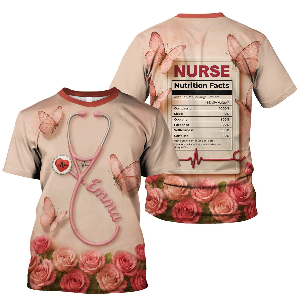 Personalized Nutrition Facts Nurse Shirt