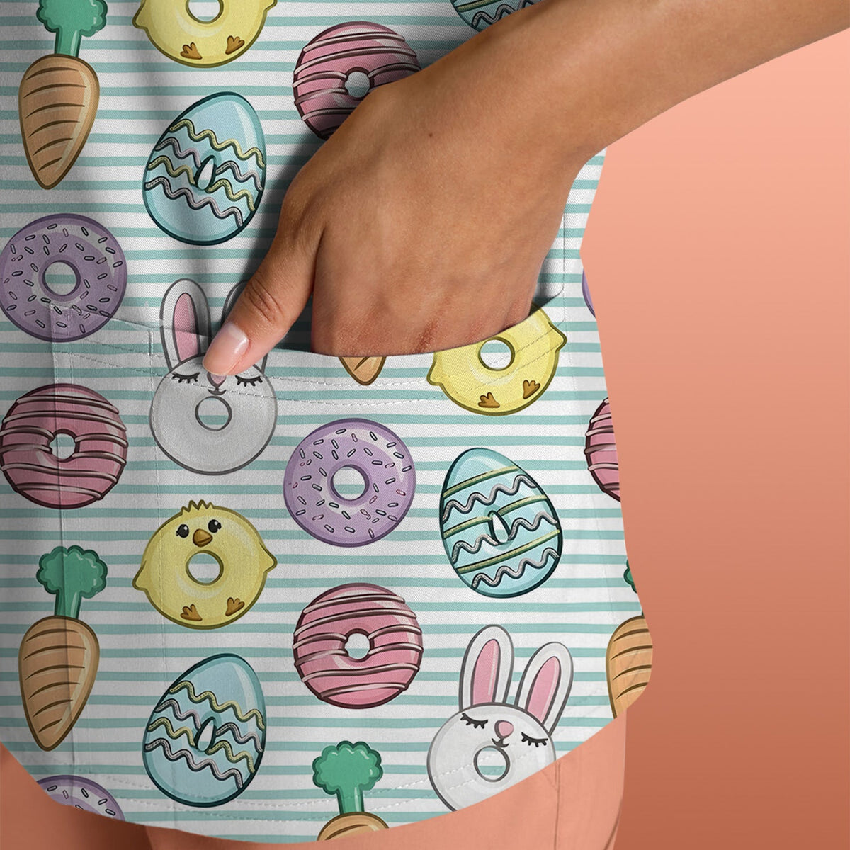 Chick Bunny Nurse Scrub Top - Easter Gift