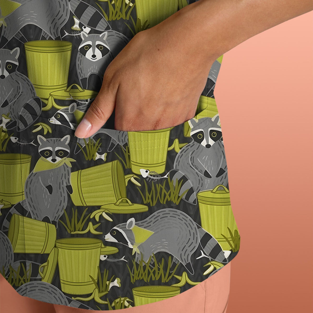 Raccoon Trash Panda Nurse Scrub Top