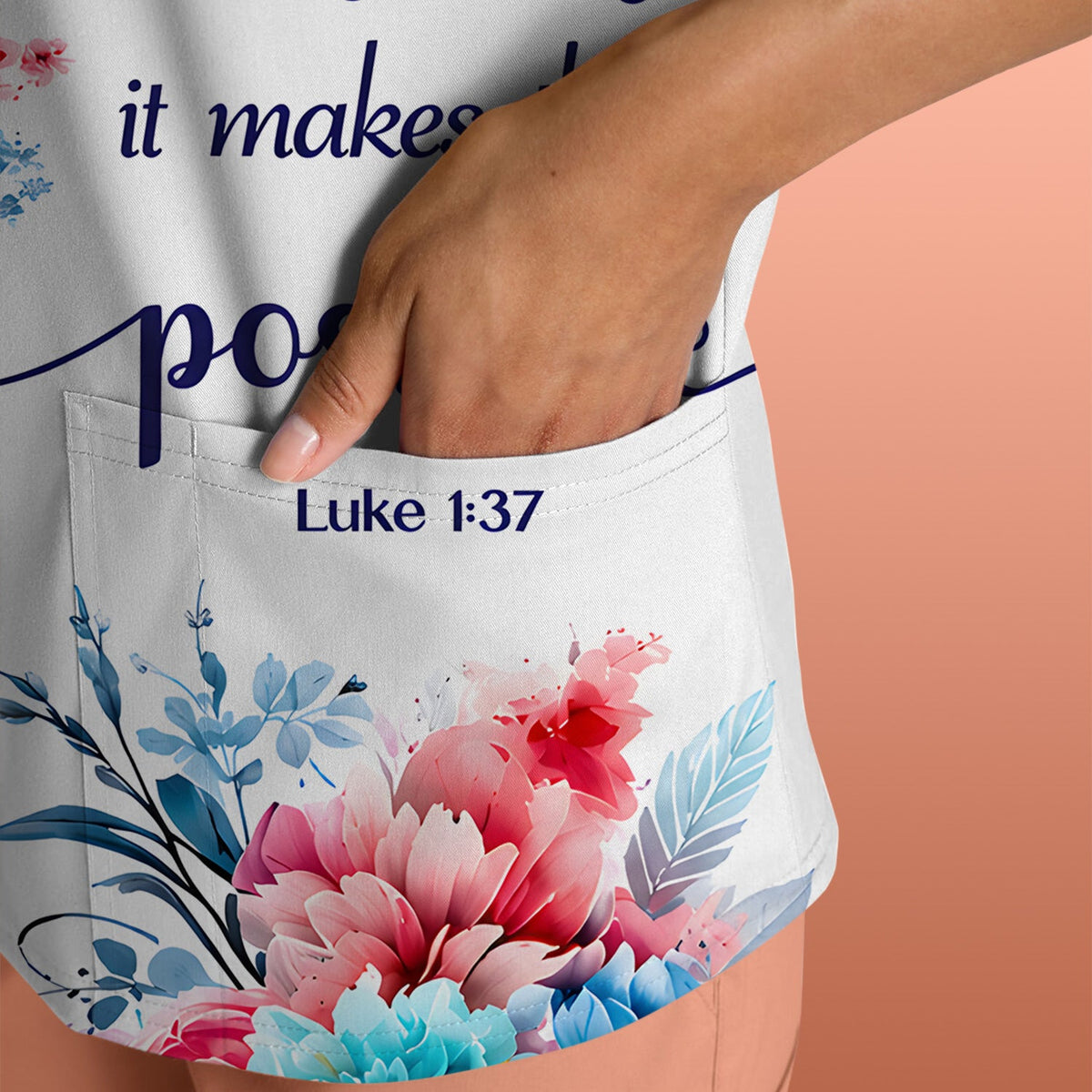 Faith Floral Butterfly Nurse Scrub Top