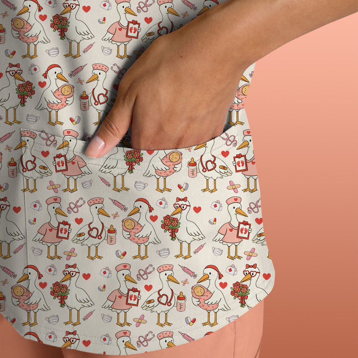 Valentine Goose Nurse Scrub Top