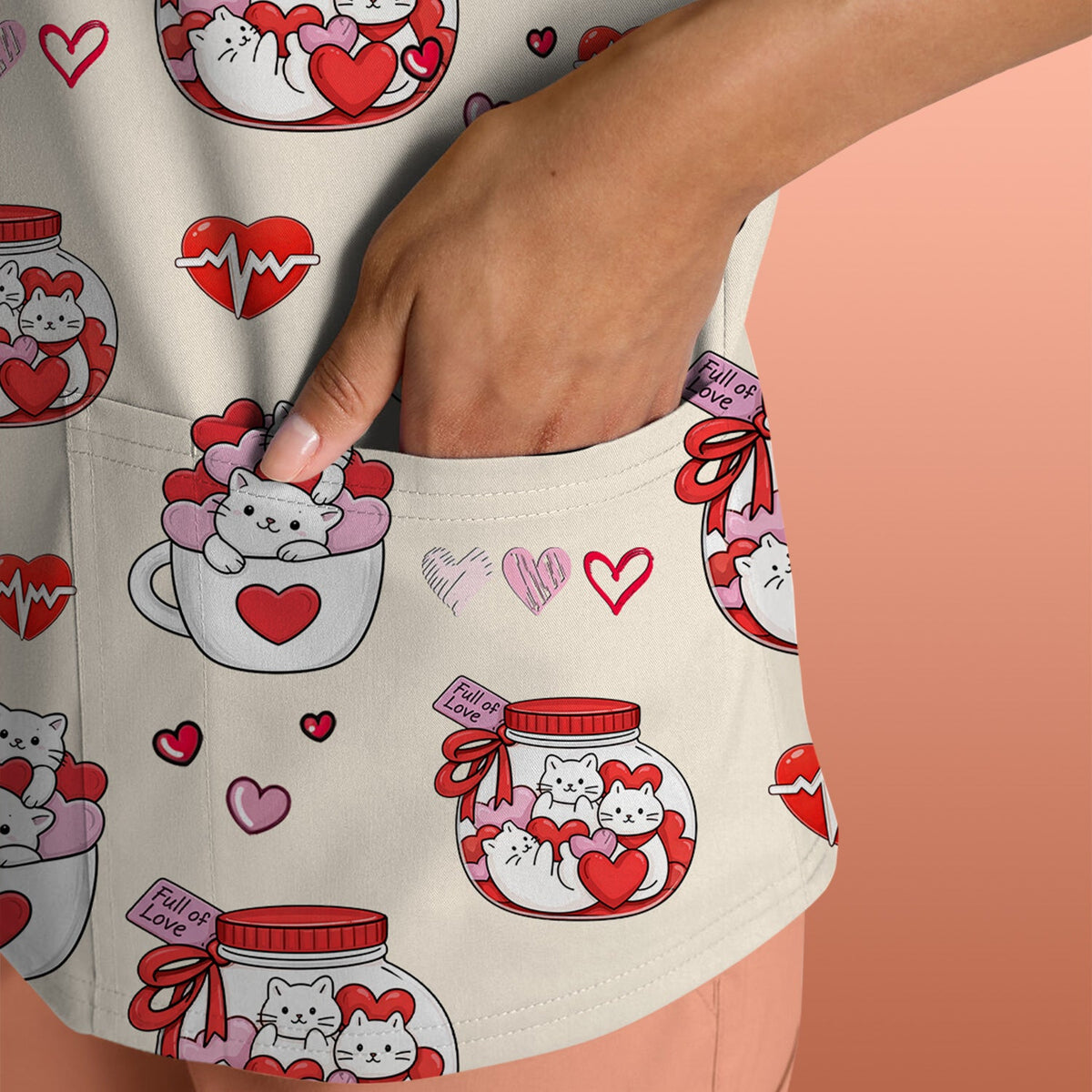 Cat Nurse Scrub Top - Valentines Day Gift