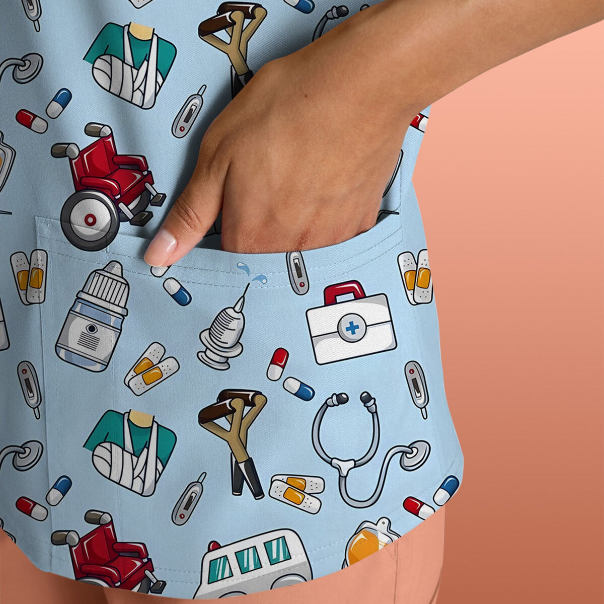 Medical Tools Emergency Transport Nurse Scrub Top