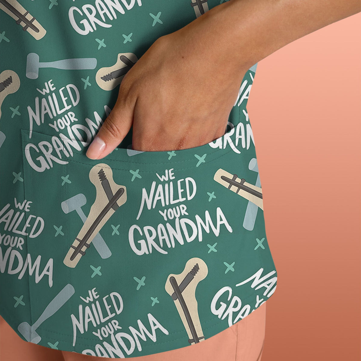 Bone Hammer Nailed Your Grandma Nurse Scrub Top