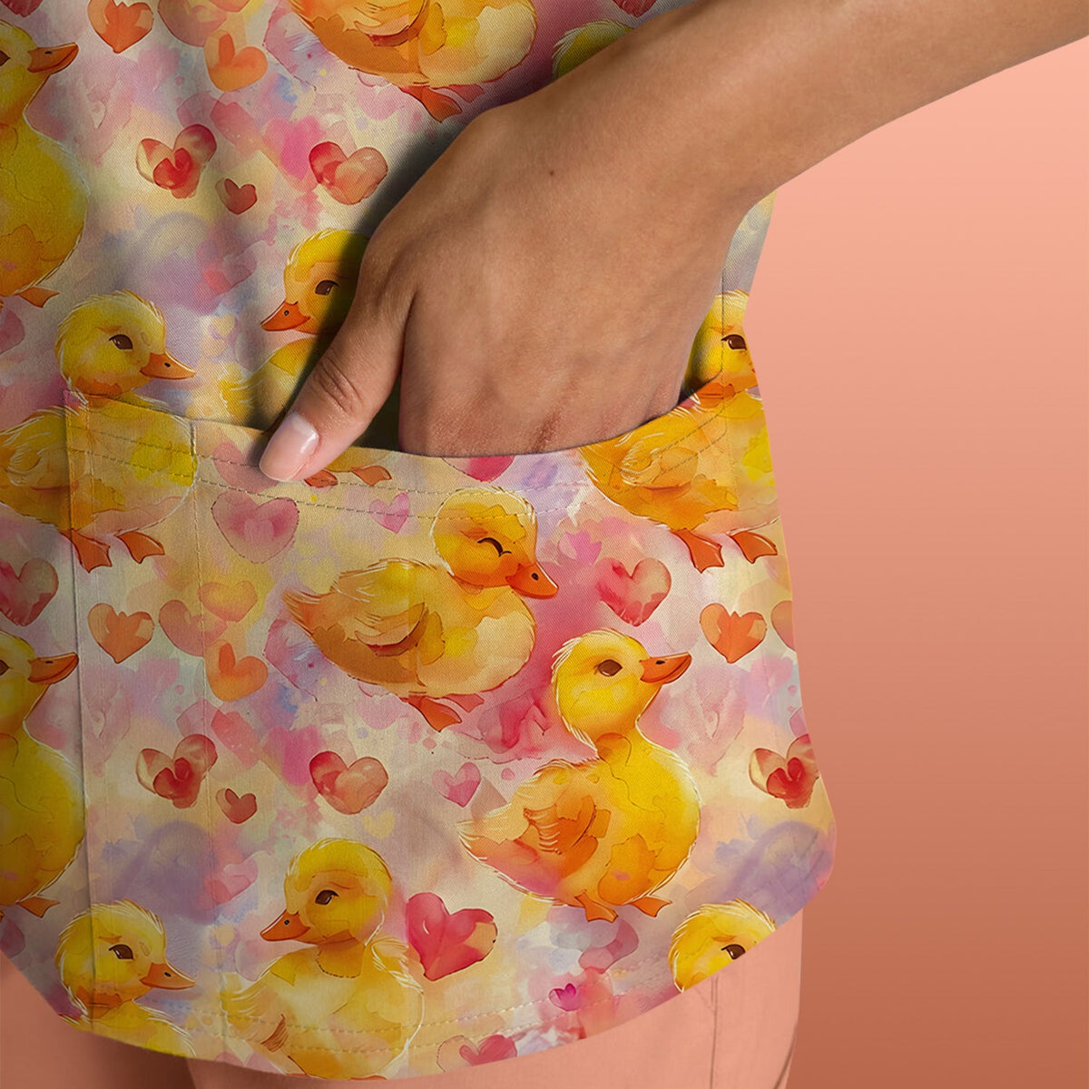 Duck Heart Watercolor Nurse Scrub Top