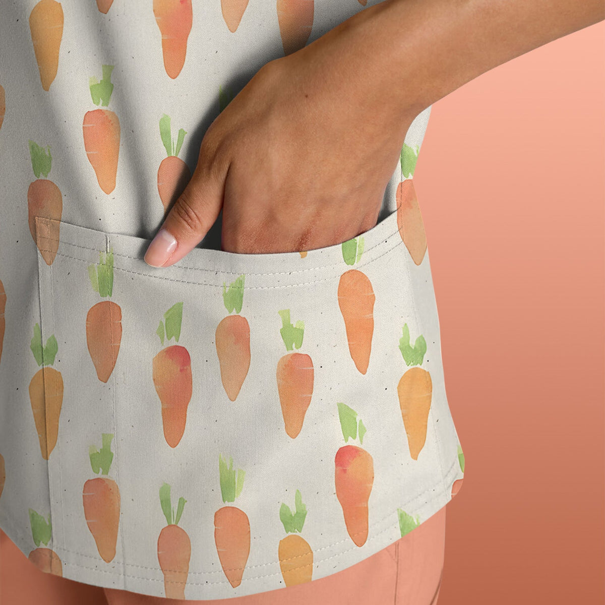 Simple Carrot Nurse Scrub Top