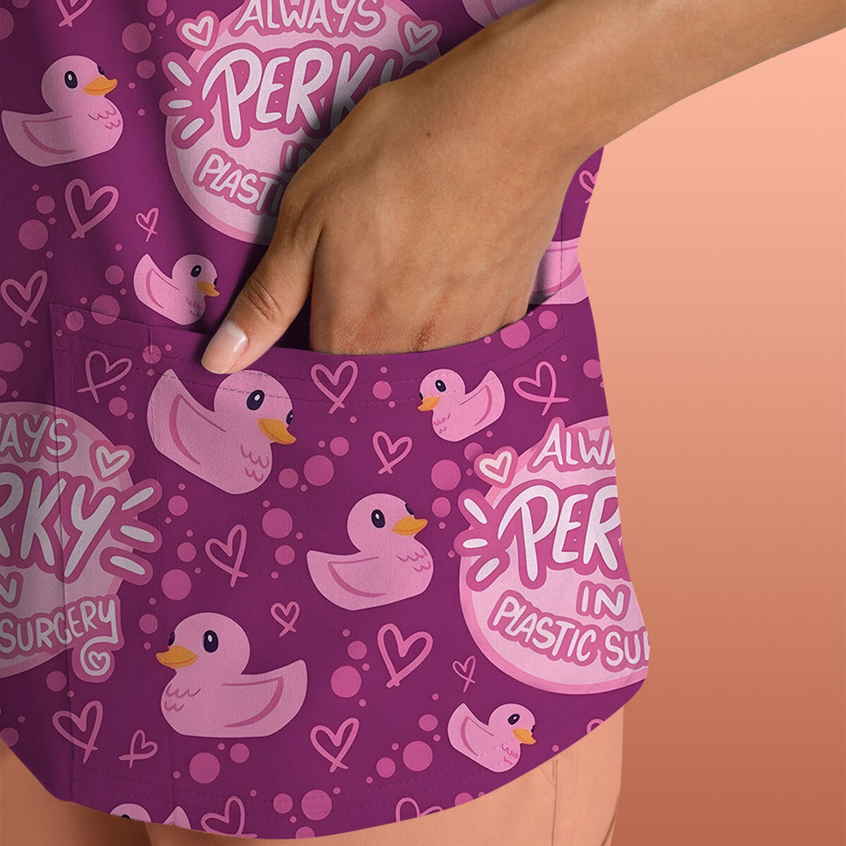 Always Perky Plastic Surgery Duck Nurse Scrub Top