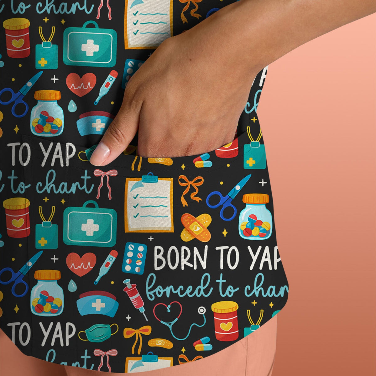 Born To Yap Medical Tools Nurse Scrub Top