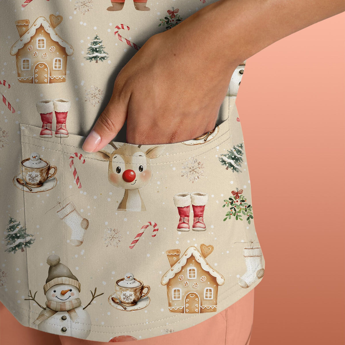 Christmas Santa Nurse Scrub Top